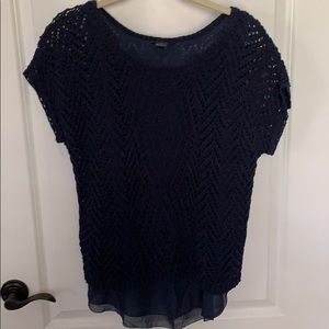 Navy short sleeve sweater